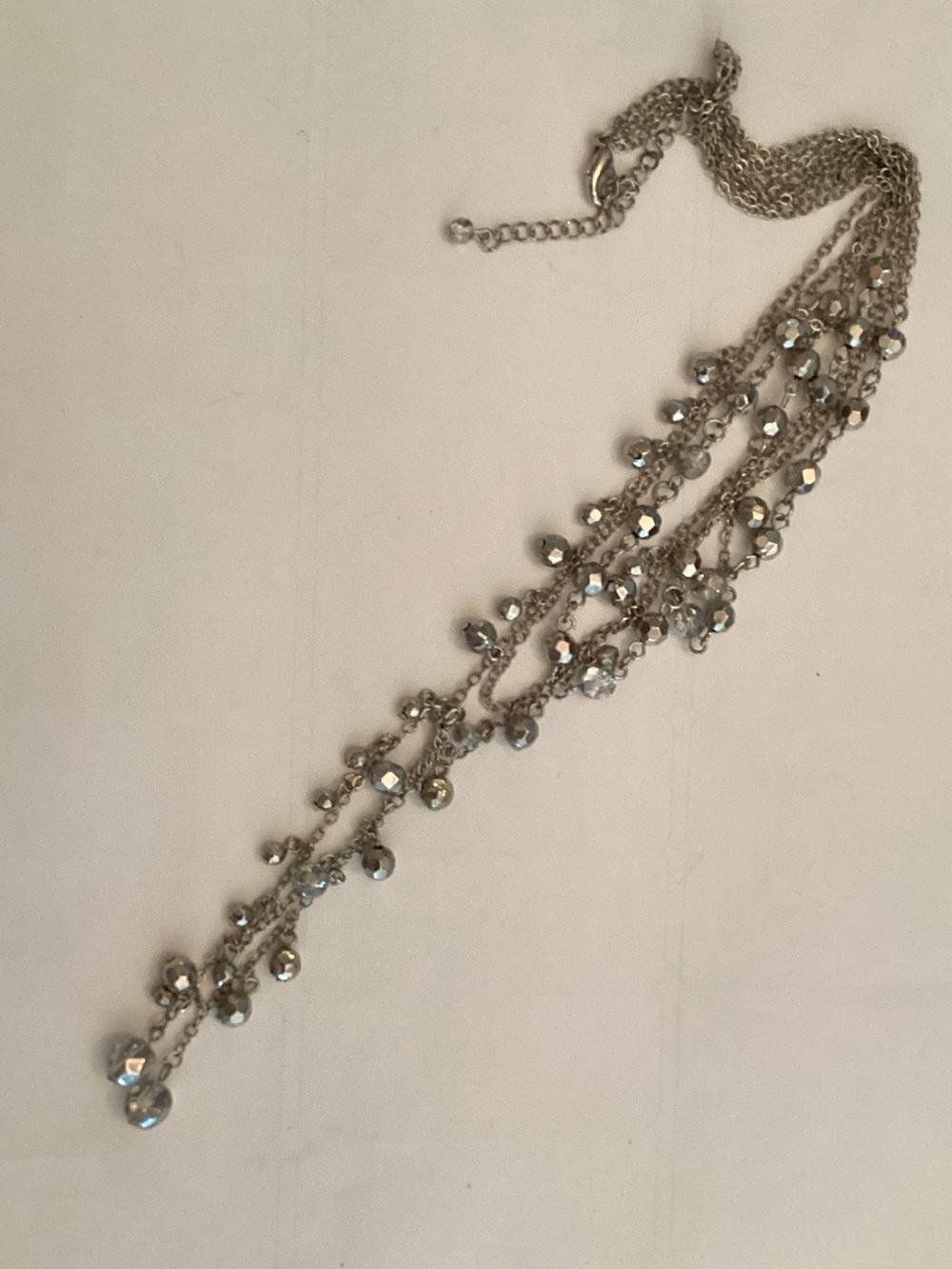 Silver Multi-Strand Crystal Drop Necklace -‎ Women Jewelry
